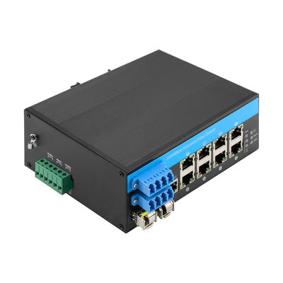 8 Port Bypass Managed Ethernet Switch 2.5G ไฟเบอร์อุตสาหกรรมป้องกันแสง DIN ติดตั้ง