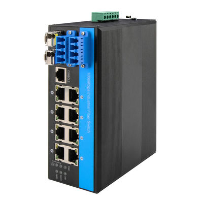 8 Port Bypass Managed Ethernet Switch 2.5G ไฟเบอร์อุตสาหกรรมป้องกันแสง DIN ติดตั้ง