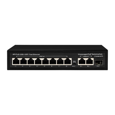 Extended Range 8-Port PoE Switch 10/100M กับการบริโภค 120W/150W และการครอบคลุม 250m