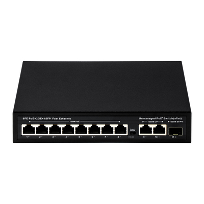 Extended Range 8-Port PoE Switch 10/100M กับการบริโภค 120W/150W และการครอบคลุม 250m