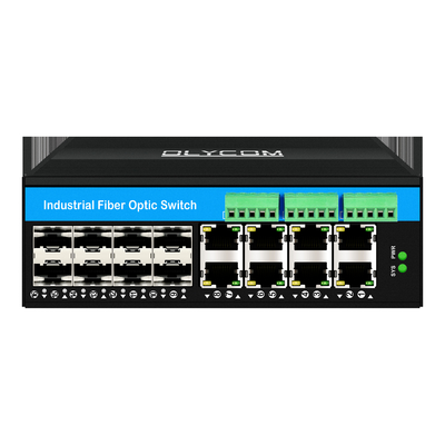 บริหาร 16 Port Gigabit Poe Switch เครือข่าย Din-rail Switch 8RJ45 + 8SFP ด้วย 4 * RS485 + 2 * CAN BUS