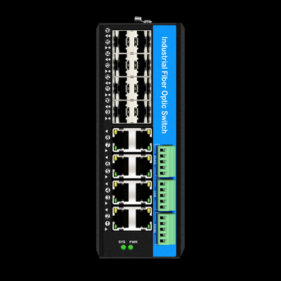 บริหาร 16 Port Gigabit Poe Switch เครือข่าย Din-rail Switch 8RJ45 + 8SFP ด้วย 4 * RS485 + 2 * CAN BUS