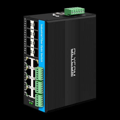 บริหาร 16 Port Gigabit Poe Switch เครือข่าย Din-rail Switch 8RJ45 + 8SFP ด้วย 4 * RS485 + 2 * CAN BUS