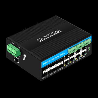 บริหาร 16 Port Gigabit Poe Switch เครือข่าย Din-rail Switch 8RJ45 + 8SFP ด้วย 4 * RS485 + 2 * CAN BUS