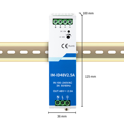 120W อุตสาหกรรมปรับปรุงพลังงาน 48V 2.5A Din Rail Wide AC/DC Input CE UL รายการ