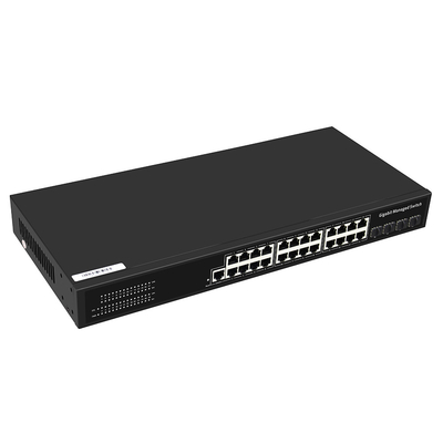 24 Port Gigabit Managed Switch With 1G Fiber Uplink Layer 2 ระดับการค้าที่จัดการ