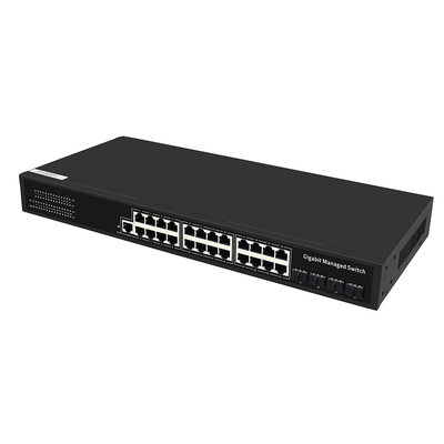 24 Port Gigabit Managed Switch With 1G Fiber Uplink Layer 2 ระดับการค้าที่จัดการ