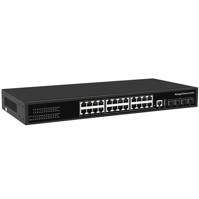 สวิตช์ที่สามารถจัดการได้ 10G 24 Port Gigabit Copper Ring ERPS บริหาร 1G/2.5G ไฟเบอร์