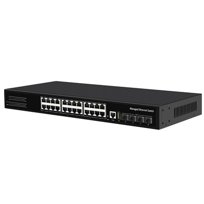 สวิตช์ที่สามารถจัดการได้ 10G 24 Port Gigabit Copper Ring ERPS บริหาร 1G/2.5G ไฟเบอร์
