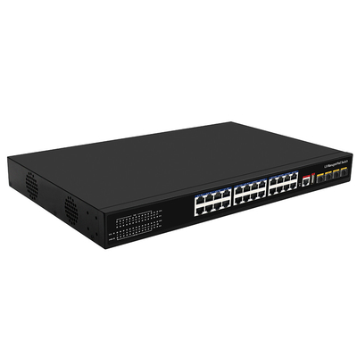 24 Port PoE Switch 10G Fiber300W Budget USB Console L3 การเข้า AC ที่บริหาร