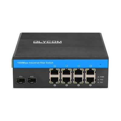 10 Port Gigabit Industrial Network Switch SFP Fiber Uplink Din Rail ไม่จัดการ