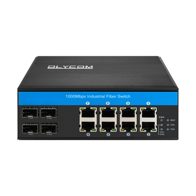 สวิตช์อีเธอร์เน็ตอุตสาหกรรม 8 ท่าจิกาบิต โพ 4SFP+8RJ45 DC48V