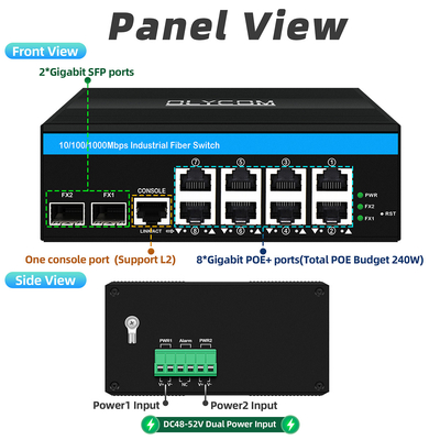 8 Port Gigabit Managed Poe Switch Industrial Ethernet Switch พร้อม 2SFP+8 RJ45