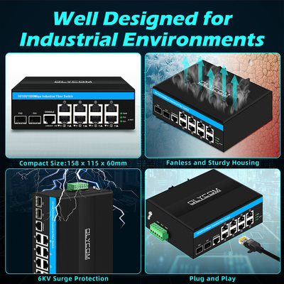 8 Port Gigabit Managed Poe Switch Industrial Ethernet Switch พร้อม 2SFP+8 RJ45