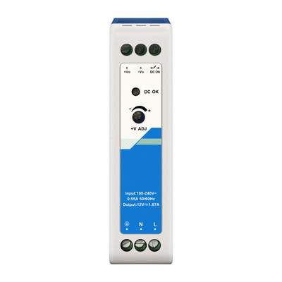 12V Din แหล่งไฟฟ้า พลาสติก 1.67A 20W AC/DC Input CE UL ระดับอุตสาหกรรม
