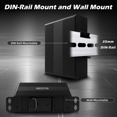 เครื่องแปลงไฟฟ้าไฟฟ้า Gigabit Din Network Switch DC12-52V ไฟไฟฟ้าคู่