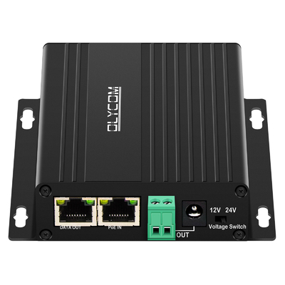 Gigabit 30W PoE Splitter DC12V DC24V ออกจากผนังติดตั้งระยะ PoE 100 เมตร