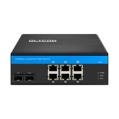 8 Port Fast Ethernet Industrial Network Switch ไม่จัดการ SFP ไฟเบอร์ Din Rail ติด CE