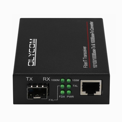 เครื่องแปลงสื่อไฟเบอร์กิกาบิต เครื่องแปลงไฟเบอร์ออปติก SFP เป็น RJ45