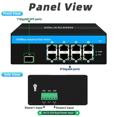 8 Port Gigabit Switch Industrial Ethernet Switch IP40 โรงงานผลิต OEM
