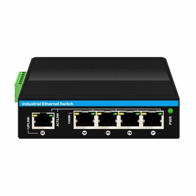 5 Port E-Mark Certified Industrial Ethernet Switch พร้อมการป้องกันความแรงกระตุ้น 6KV และความเร็วเครือข่าย Gigabit