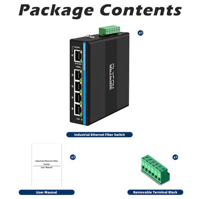 5 Port E-Mark Certified Industrial Ethernet Switch พร้อมการป้องกันความแรงกระตุ้น 6KV และความเร็วเครือข่าย Gigabit