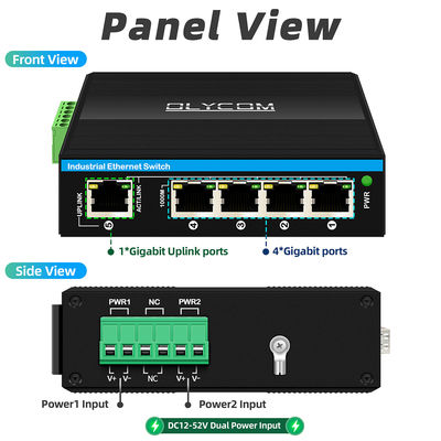 5 Port E-Mark Certified Industrial Ethernet Switch พร้อมการป้องกันความแรงกระตุ้น 6KV และความเร็วเครือข่าย Gigabit