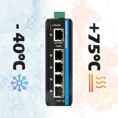 5-Port Industrial Network Switch Gigabit CE E-Mark Certified Unmanaged DIN มอนท์