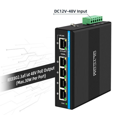 โซลารีหรือแบตเตอรี่ Powered PoE Switch 4 Port Gigabit Network Dual 12V/24V/48VDC Input CE