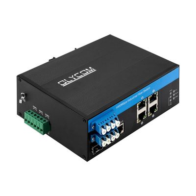 สวิตช์อีเธอร์เน็ตแบบจัดการอุตสาหกรรมพร้อมฟังก์ชัน D2*2B Bypass ขั้วต่อ SM LC ระดับการป้องกัน IP40 สำหรับการป้องกันสายออปติคัล