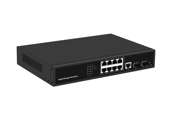 สวิตช์โปปอร์ 8 จิกาบิต ปกครองสวิตช์ไฟเบอร์เอเธอร์เน็ต 120W AC100-240V