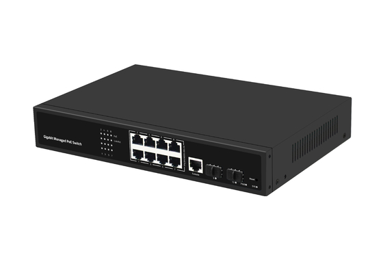 สวิตช์โปปอร์ 8 จิกาบิต ปกครองสวิตช์ไฟเบอร์เอเธอร์เน็ต 120W AC100-240V