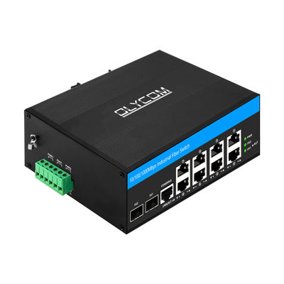 8 Port Managed Industrial PoE Switch ไฟเบอร์ Gigabit SFP ขนาด 240W Actice PoE DC48V DIN Rail