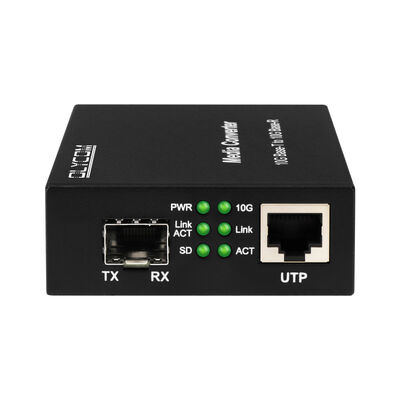 10G SFP+ ตัวแปลงสื่อไฟเบอร์แบบไม่จัดการพร้อมสวิตช์ DIP ตัวแปลงใยแก้วนำแสงสำหรับศูนย์ข้อมูลและโครงข่ายหลัก LAN