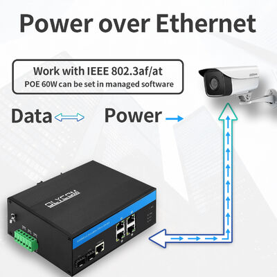 สวิตช์ PoE แบบจัดการสำหรับอุตสาหกรรม 6 พอร์ต 2.5G SFP Gigabit Ethernet L2 จัดการได้ DIN CE