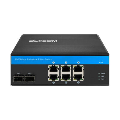 8 Port Industrial PoE Switch Gigabit Network Fiber ไม่จัดการ DIN ติดตั้ง CE FCC