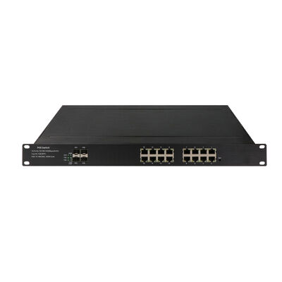 สวิตช์ PoE สำหรับอุตสาหกรรม 16 พอร์ต Gigabit Fiber Network Unmanaged 1U Rack อินพุต 220V CE