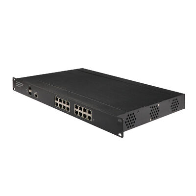 สวิตช์ PoE แบบจัดการ 16 พอร์ต 1G 2.5G ติดตั้งบนแร็ค SFP Uplinks Fanless ใช้พลังงาน AC