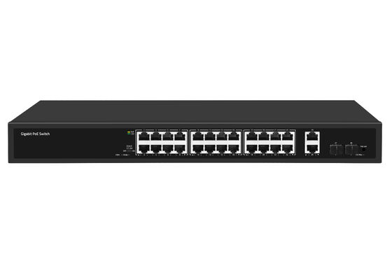 28-Port Full Gigabit PoE Fiber Switch ไม่จัดการ 300W PoE งบประมาณ 220V ไฟฟ์อินपुट