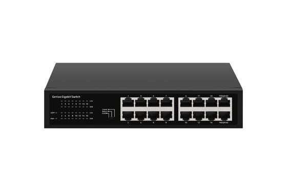 16-Port Gigabit Unmanaged Ethernet Switch กับ Smart VLAN Fanless Design Rack ที่ติดตั้ง