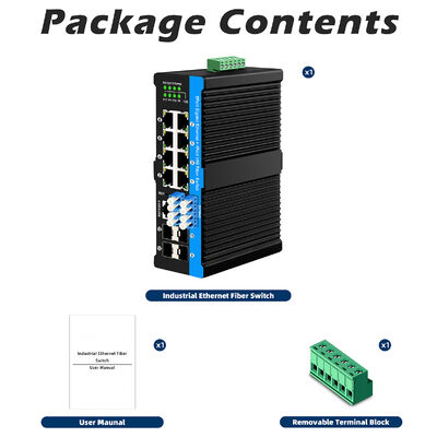 สวิตช์บายพาสไฟเบอร์อุตสาหกรรมพร้อมพอร์ต SFP+ 4x10G และพอร์ต PoE 8x10/100/1000Mbps สำหรับสภาพแวดล้อมที่รุนแรง