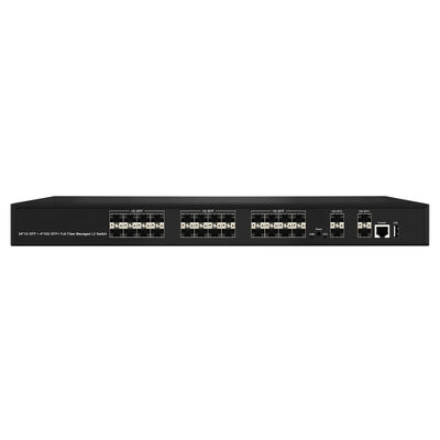 28-Port 10G SFP+ Managed Fiber Switch L2/L3 Aggregation Switch กับ SNMP VLAN QoS สําหรับเครือข่าย ISP ศูนย์ข้อมูล