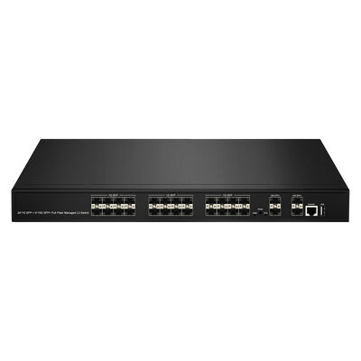 28-Port 10G SFP+ Managed Fiber Switch L2/L3 Aggregation Switch กับ SNMP VLAN QoS สําหรับเครือข่าย ISP ศูนย์ข้อมูล