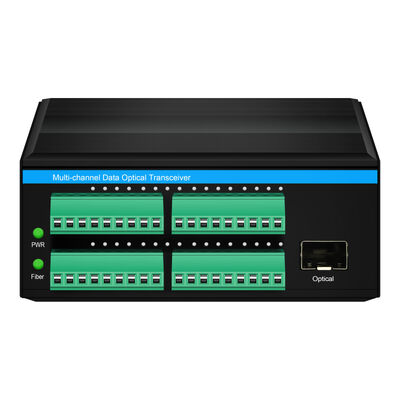16 ช่องติดต่อแห้ง เครื่องแปลงไฟเบอร์ออปติก DIN RAIL สองทิศ สําหรับเครื่องเตือนอุตสาหกรรม