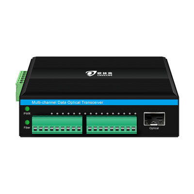 Contact Closure over Fiber Optic Extender 8-Channel Bidirectional DIN35 Mounted CE