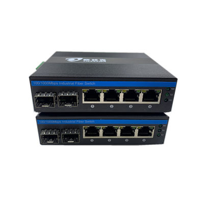6 Port Industrial Ethernet Switch Gigabit Network 100/1000M SFP ไฟเบอร์ไร้การจัดการ Realtek ชิป