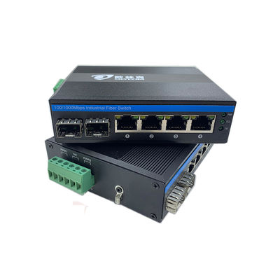 6 Port Industrial Ethernet Switch Gigabit Network 100/1000M SFP ไฟเบอร์ไร้การจัดการ Realtek ชิป