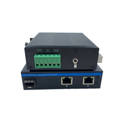 เครื่องปรับเปลี่ยนเครือข่ายประเภทอุตสาหกรรม 10/100m 1 Sfp 2 Rj45 เครื่องปรับเปลี่ยนเครือข่ายที่ไม่จัดการ IP40 DC 9-36V