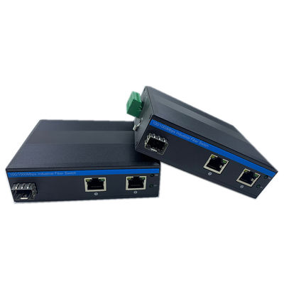 อุตสาหกรรมไม่จัดการ POE Switch 2 Port Gigabit SFP Fiber Network IP40 ฟานเลส DIN Rail