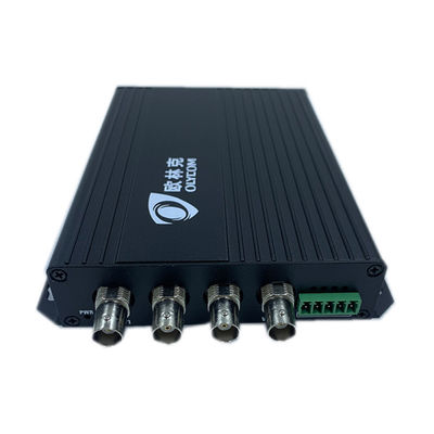 CVI TVI ออดิโอวีดีโอ ดิจิตอลออปติกัลคอนเวอร์เตอร์ 4 Port Industrial Monitoring สีดํา
